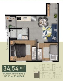 Apartamento à venda com 34m², 2 quartos sem vaga - 27