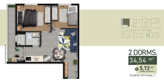 Apartamento à venda com 34m², 2 quartos sem vaga - 28