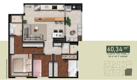 Apartamento à venda com 60m², 3 quartos com vaga - 27