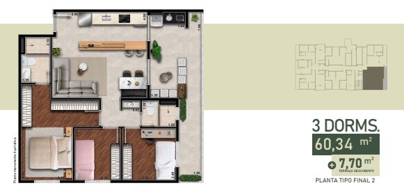 Apartamento à venda com 60m², 3 quartos com vaga - 28