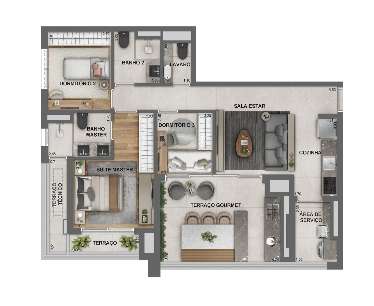 Apartamento à venda com 101m², 3 quartos com vaga - 23