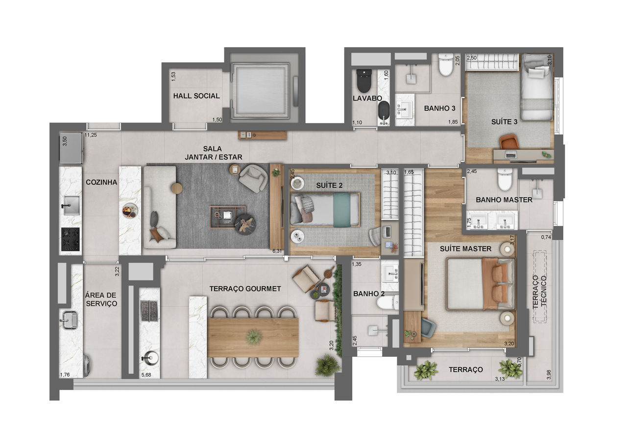 Apartamento à venda com 119m², 3 quartos com vaga - 23