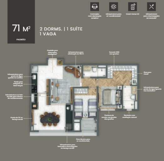 Apartamento à venda com 71m², 2 quartos com vaga - 18
