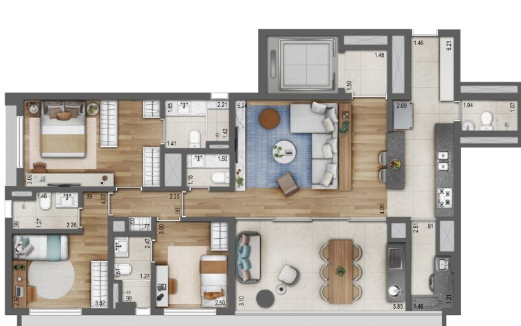 Apartamento à venda com 124m², 3 quartos com vaga - 30