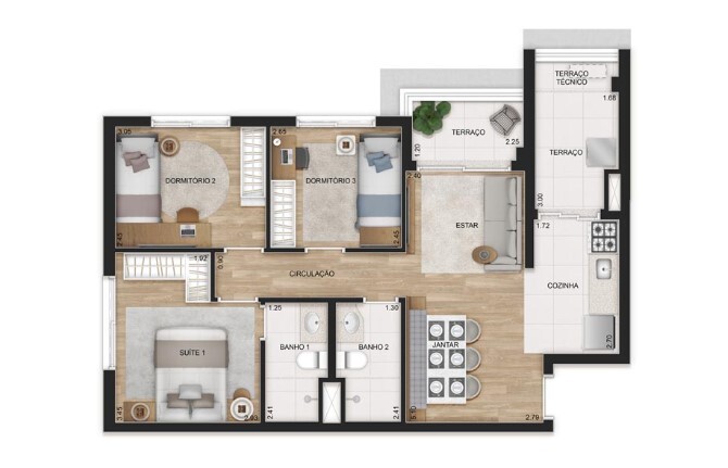 Apartamento à venda com 68m², 3 quartos com vaga - 23