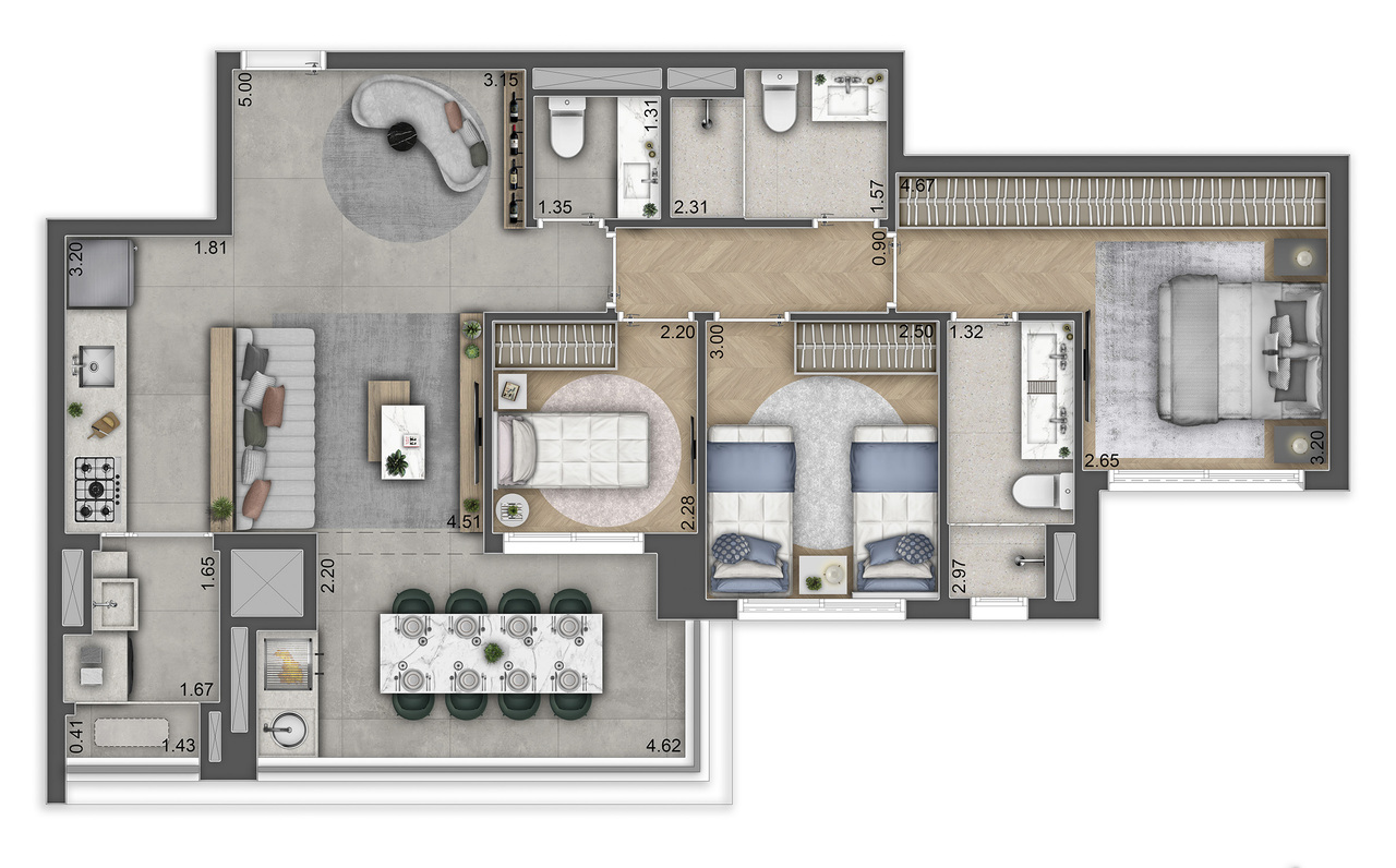 Apartamento à venda com 84m², 3 quartos com vaga - 23