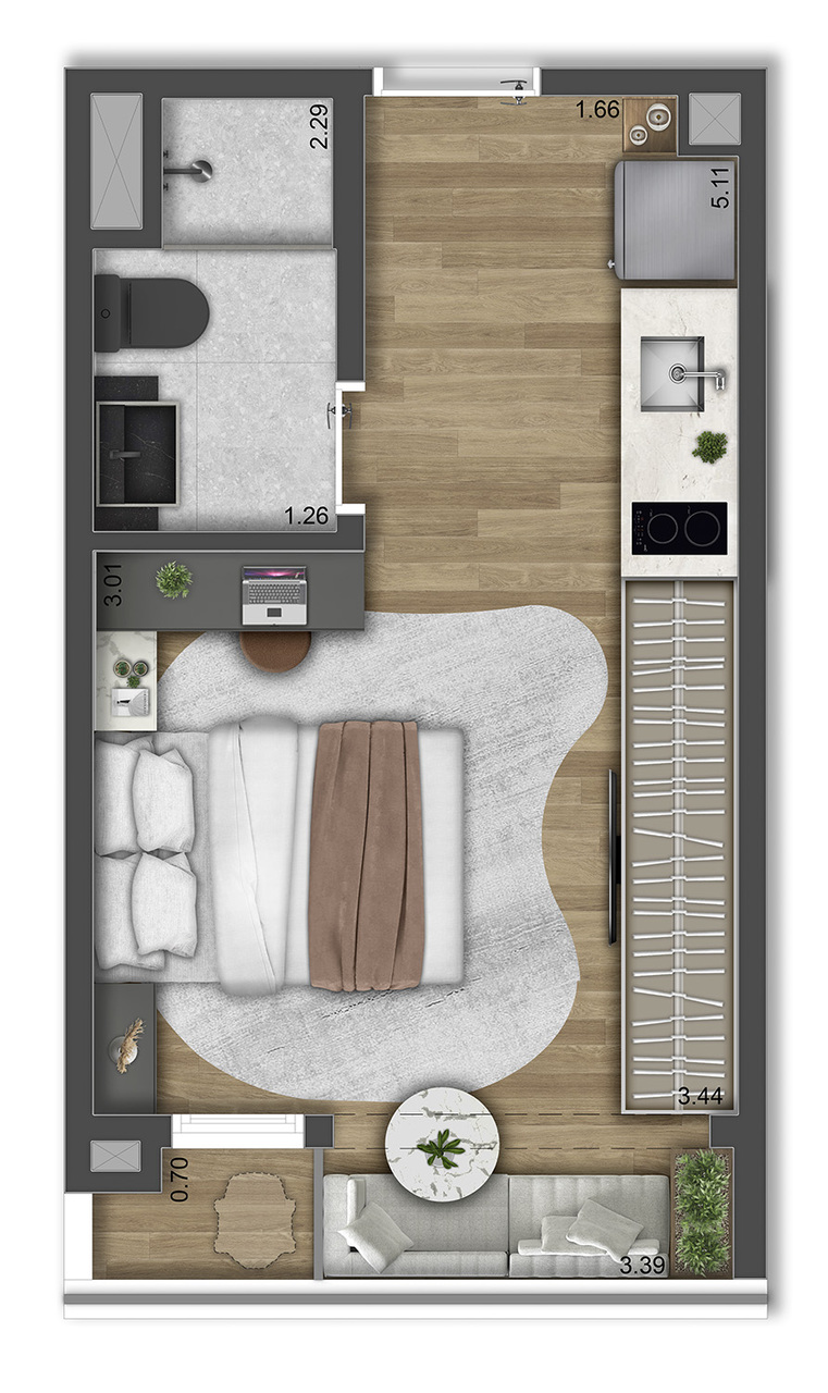 Studio à venda com 22m², 1 quarto sem vaga - 23
