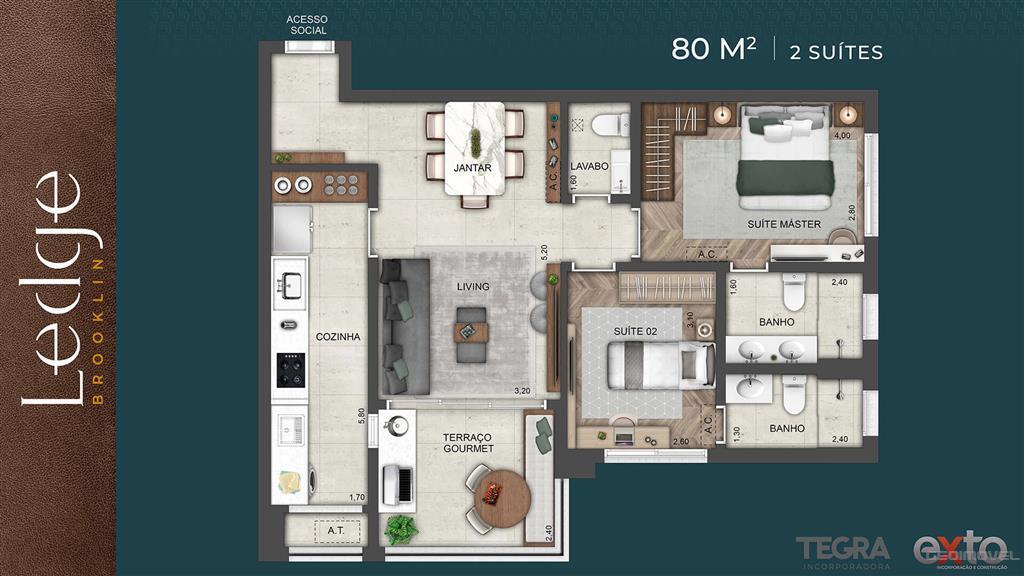 Apartamento à venda com 80m², 2 quartos com vaga - 23