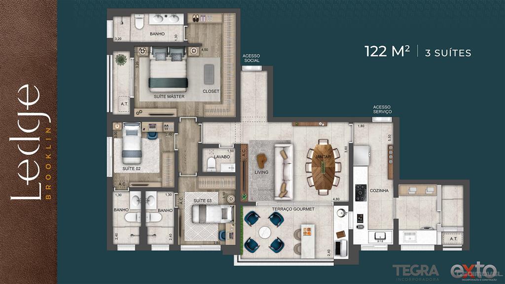 Apartamento à venda com 122m², 3 quartos com vaga - 23
