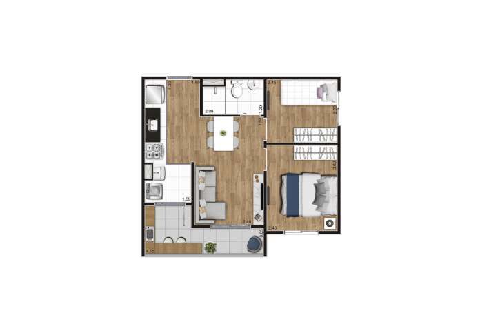Apartamento à venda com 37m², 2 quartos com vaga - 21