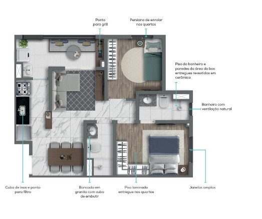Apartamento à venda com 48m², 2 quartos com vaga - 17