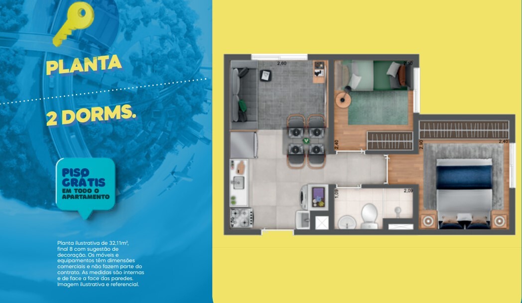 Apartamento à venda com 32m², 2 quartos sem vaga - 21