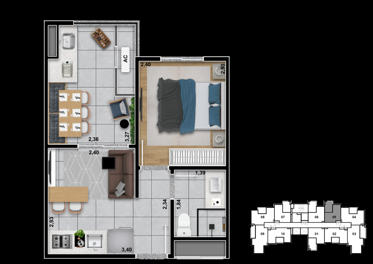 Apartamento à venda com 30m², 1 quarto sem vaga - 23