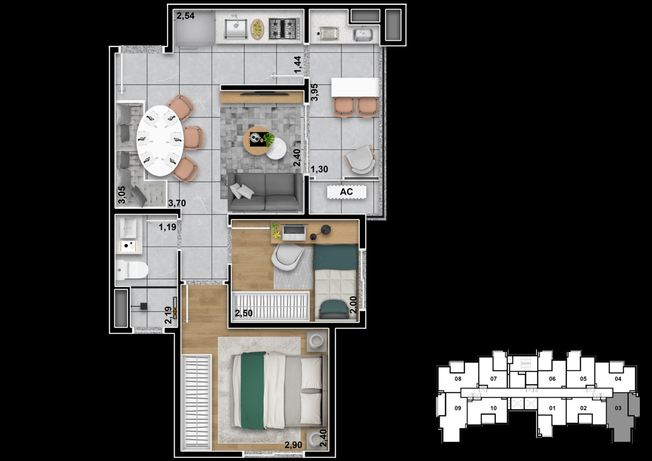 Apartamento à venda com 40m², 2 quartos sem vaga - 23