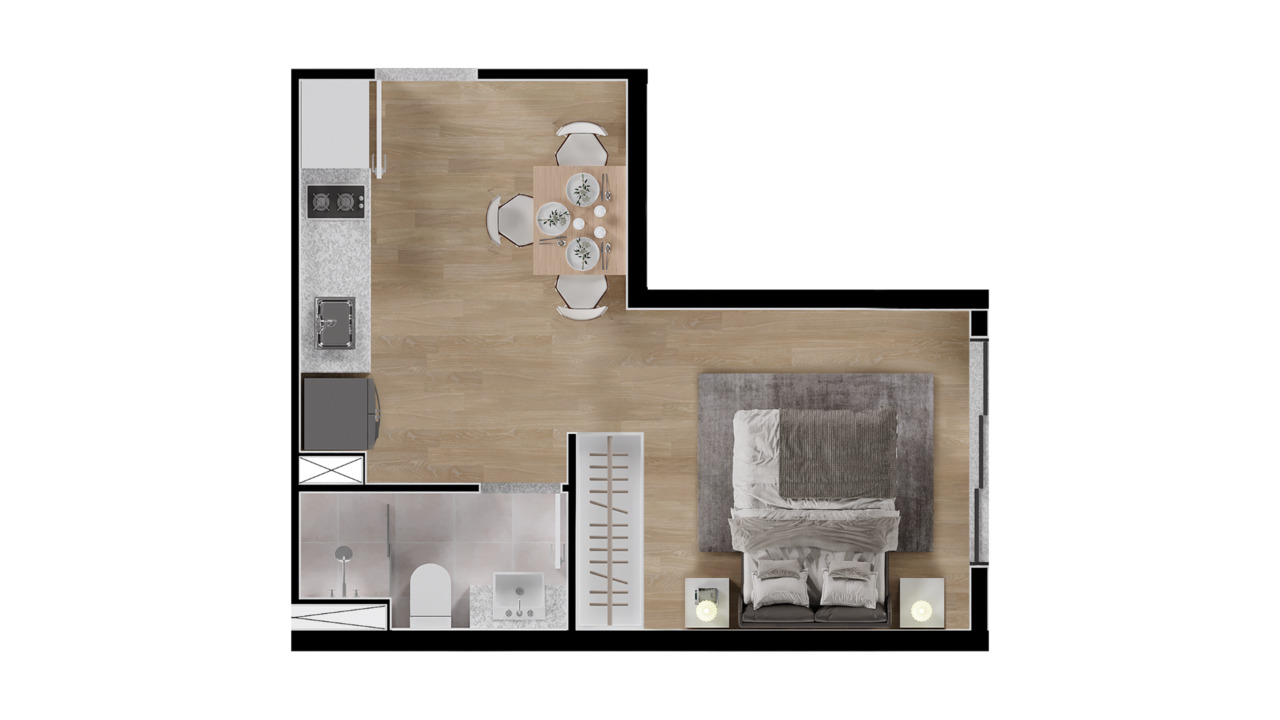 Studio à venda com 28m², 1 quarto sem vaga - 33