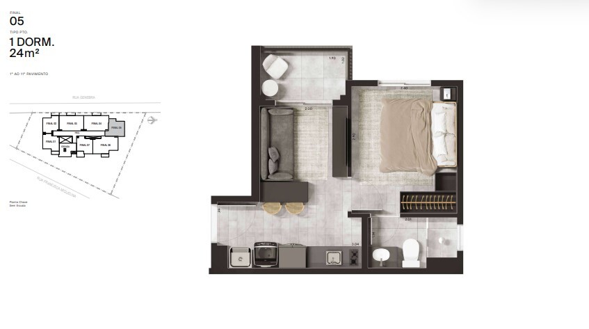 Apartamento à venda com 24m², 1 quarto sem vaga - 17