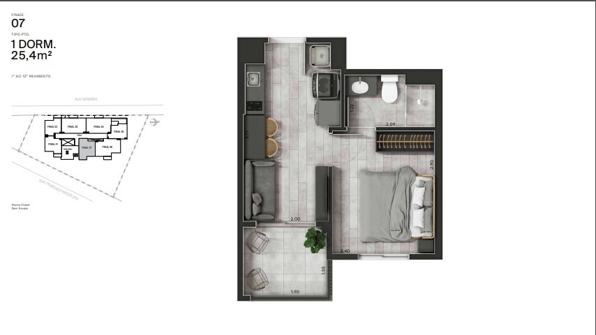 Apartamento à venda com 24m², 1 quarto sem vaga - 19