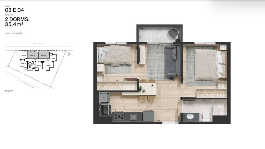 Apartamento à venda com 35m², 2 quartos sem vaga - 17