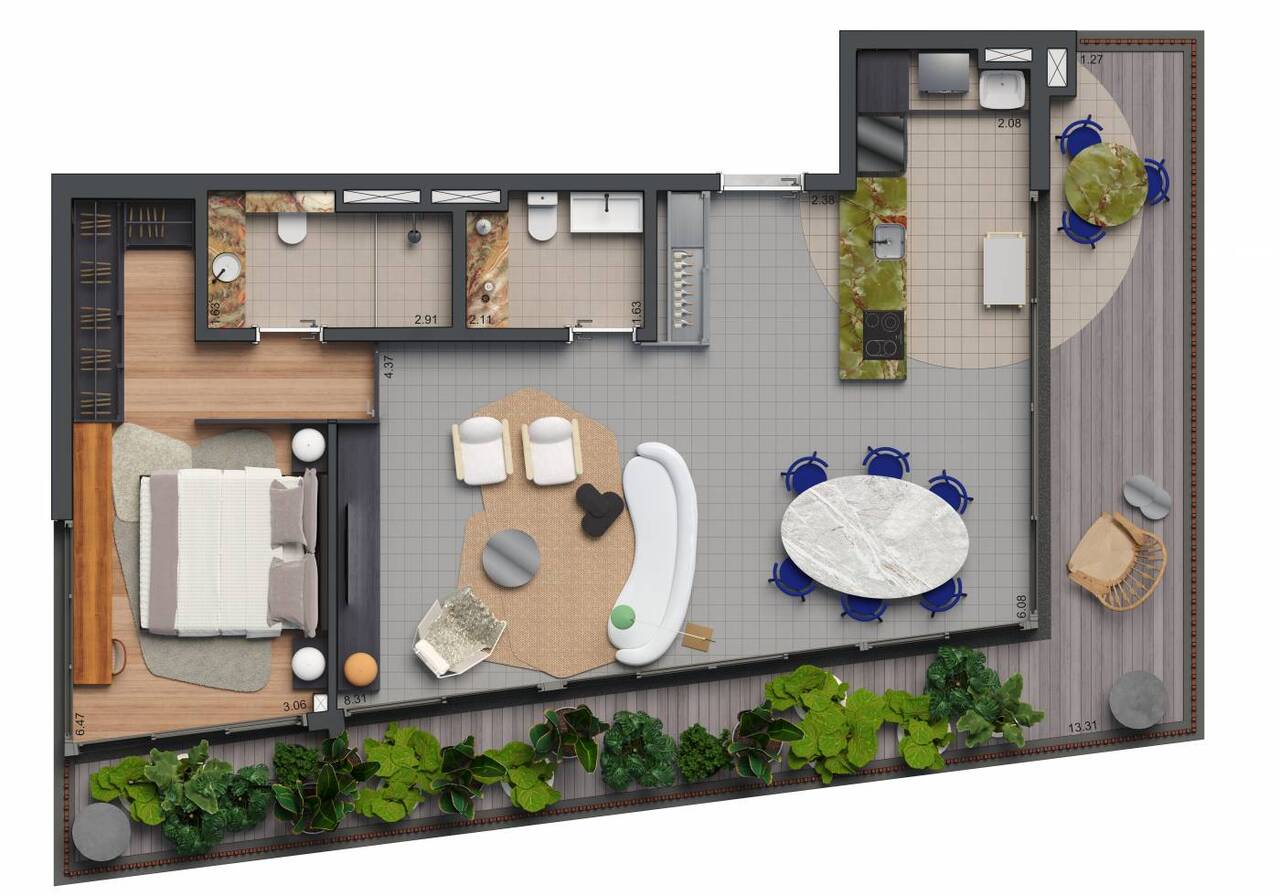 Apartamento à venda com 122m², 1 quarto com vaga - 15