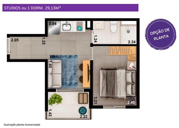 Studio à venda com 29m², 1 quarto sem vaga - 17