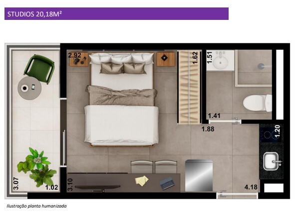 Studio à venda com 20m², 1 quarto sem vaga - 17