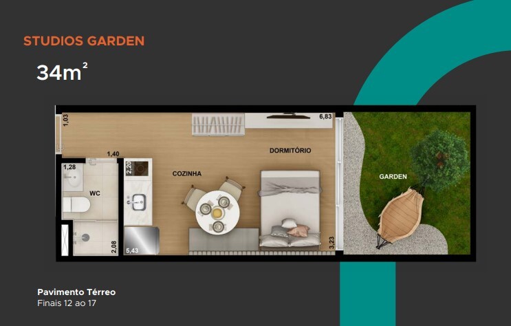 Studio à venda com 34m², 0 quartos sem vaga - 18