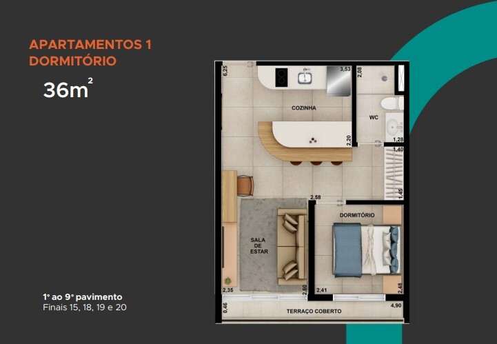Apartamento à venda com 36m², 1 quarto sem vaga - 18
