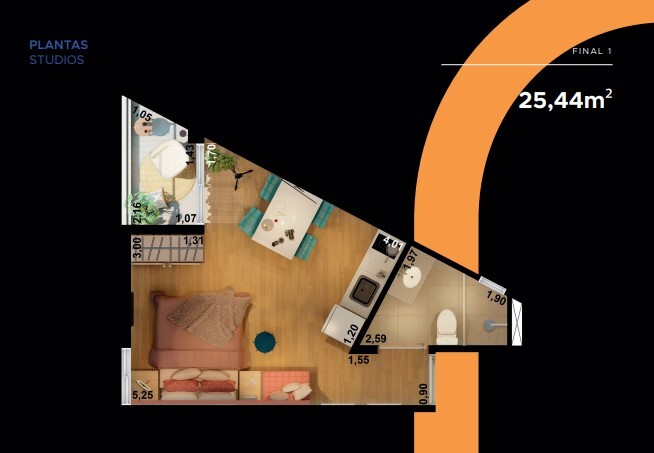 Studio à venda com 25m², 1 quarto sem vaga - 29