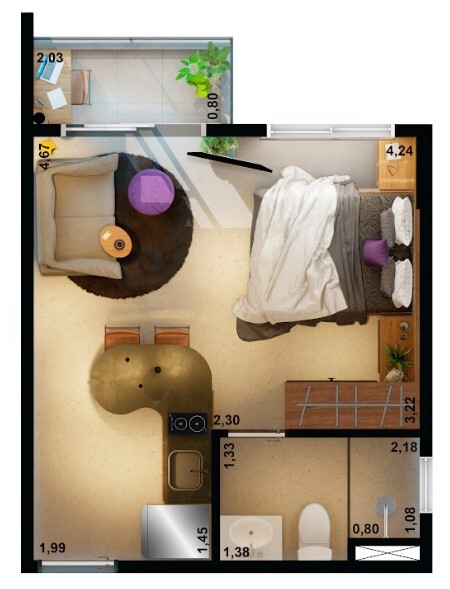 Studio à venda com 24m², 0 quartos sem vaga - 22