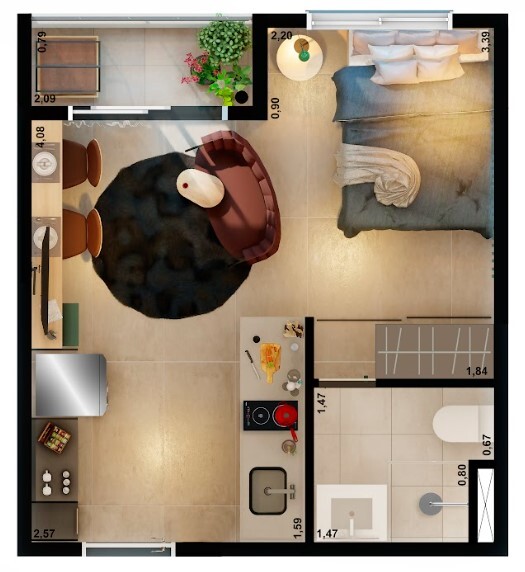 Studio à venda com 34m², 0 quartos sem vaga - 22