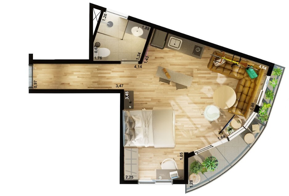 Studio à venda com 34m², 1 quarto sem vaga - 19