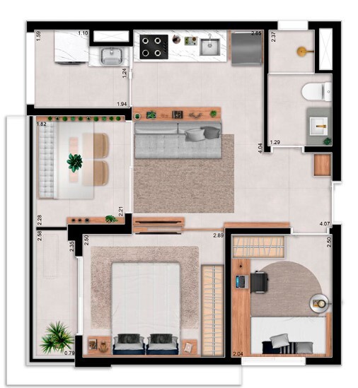 Apartamento à venda com 44m², 2 quartos sem vaga - 18