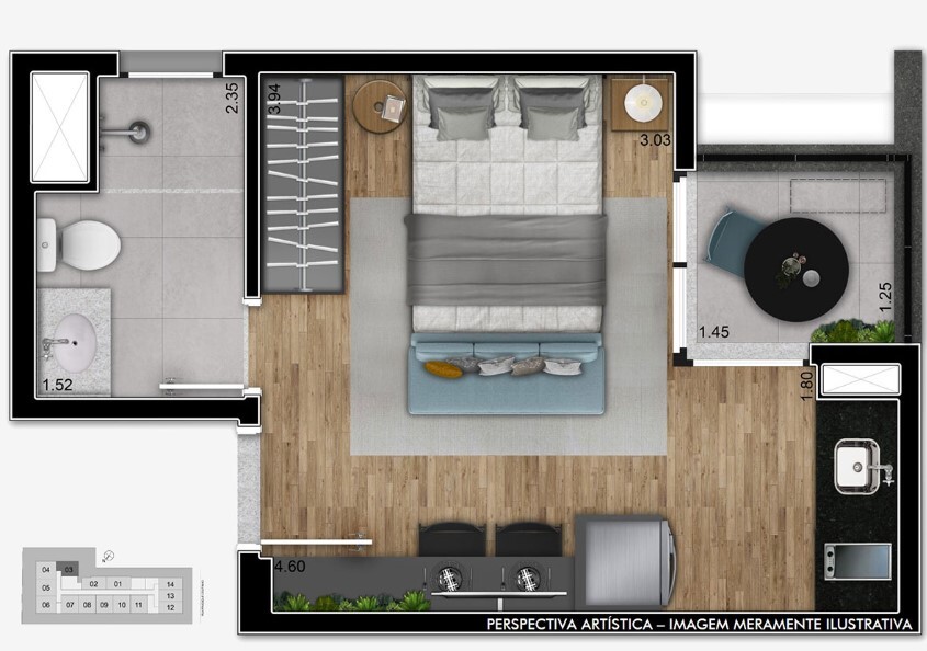 Studio à venda com 24m², 1 quarto sem vaga - 18