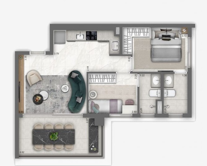 Apartamento à venda com 61m², 2 quartos sem vaga - 17