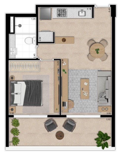 Apartamento à venda com 53m², 1 quarto com vaga - 18