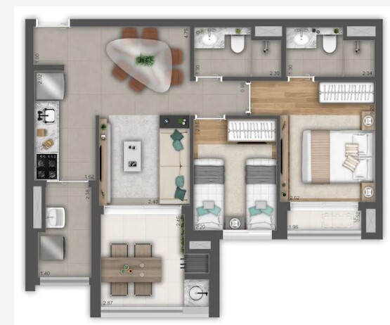 Apartamento à venda com 61m², 2 quartos com vaga - 23