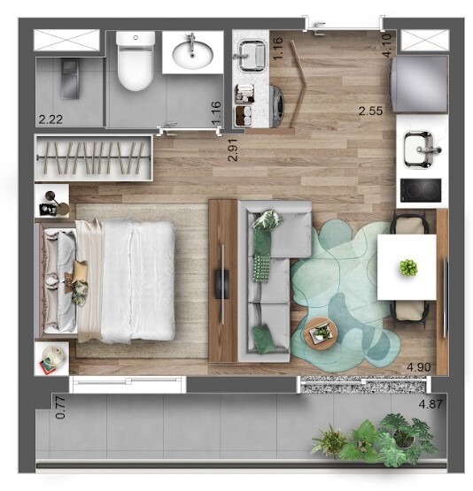 Apartamento à venda com 27m², 1 quarto sem vaga - 23