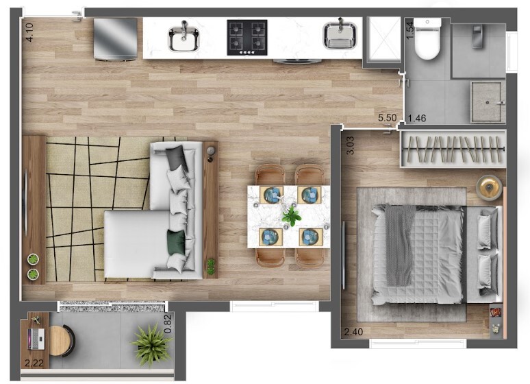 Apartamento à venda com 35m², 1 quarto sem vaga - 23