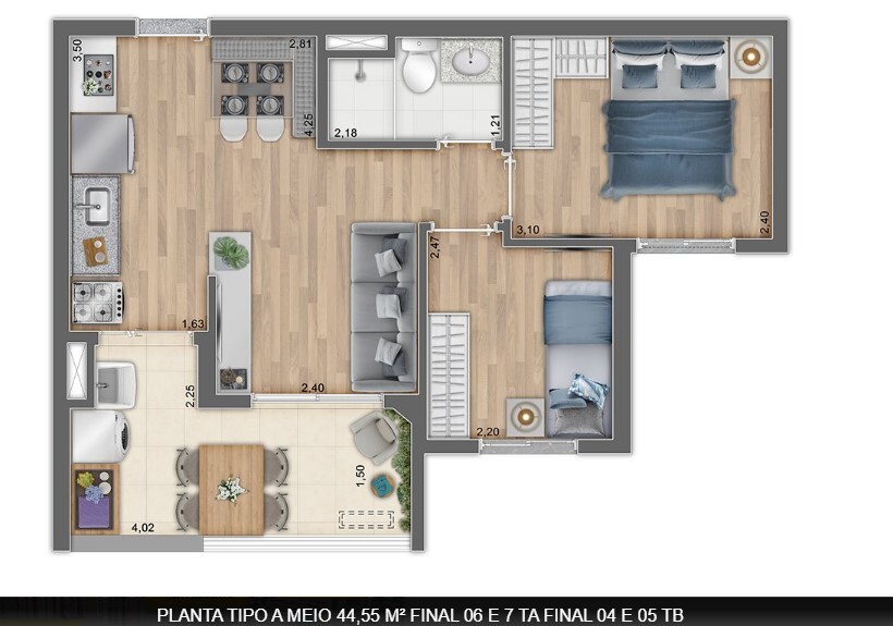 Apartamento à venda com 44m², 2 quartos com vaga - 21