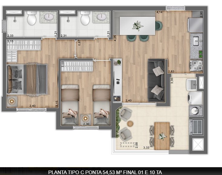 Apartamento à venda com 54m², 2 quartos com vaga - 21
