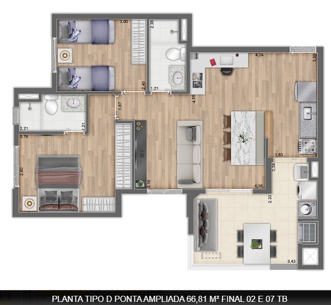 Apartamento à venda com 66m², 3 quartos com vaga - 20