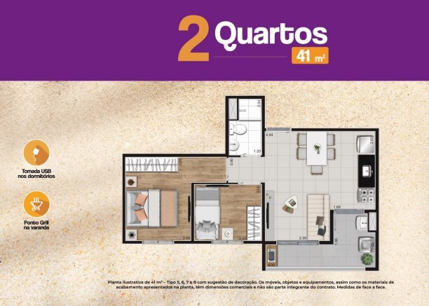 Apartamento à venda com 41m², 2 quartos sem vaga - 22