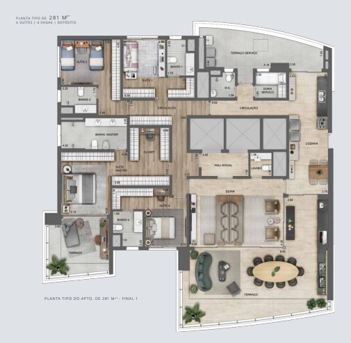 Apartamento à venda com 282m², 4 quartos com vaga - 29