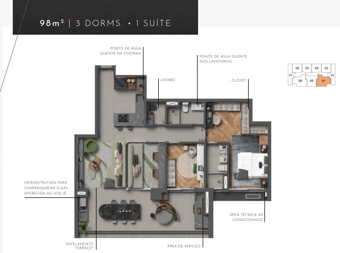 Apartamento à venda com 98m², 3 quartos com vaga - 23