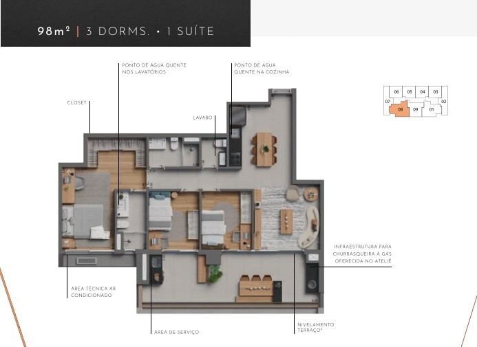 Apartamento à venda com 98m², 3 quartos com vaga - 24