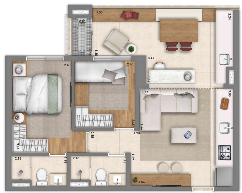 Apartamento à venda com 61m², 2 quartos com vaga - 14