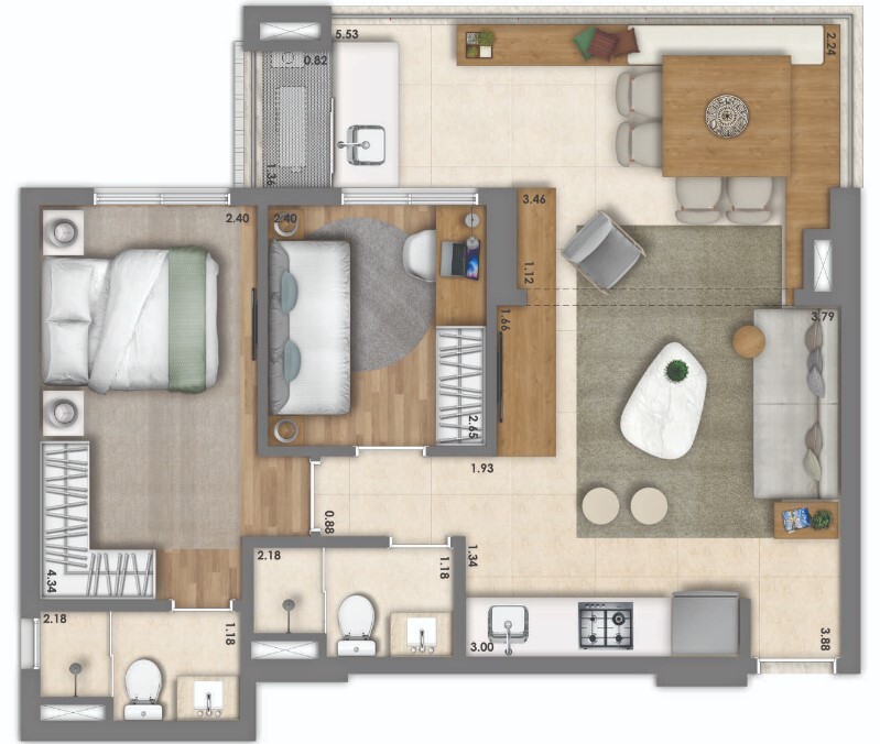 Apartamento à venda com 63m², 2 quartos com vaga - 14