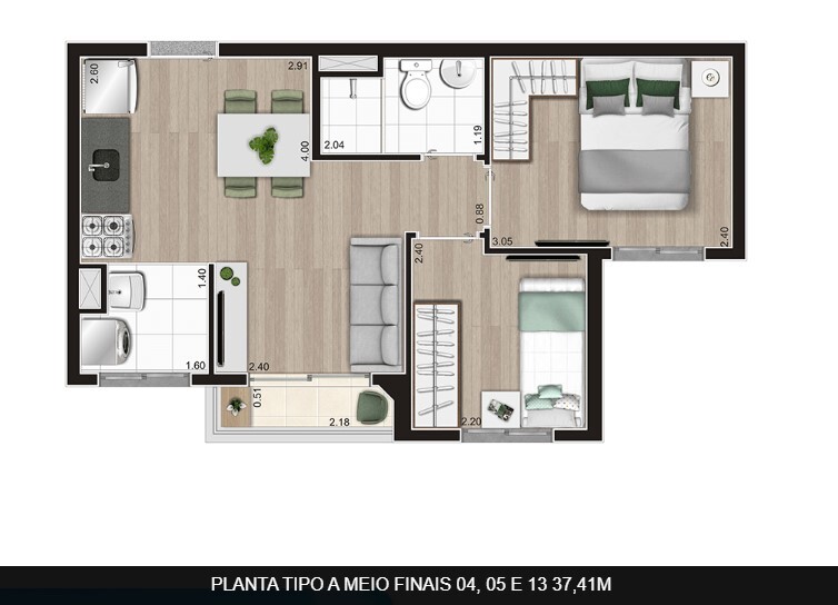 Apartamento à venda com 37m², 2 quartos sem vaga - 17