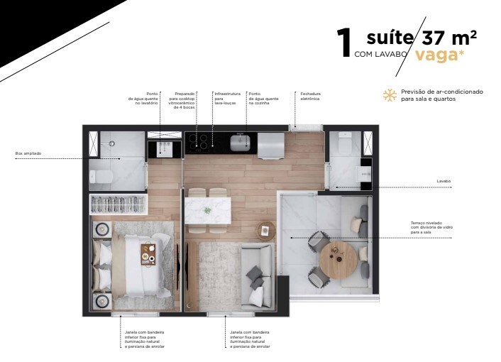 Apartamento à venda com 37m², 1 quarto sem vaga - 17