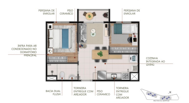 Apartamento à venda com 37m², 2 quartos sem vaga - 22